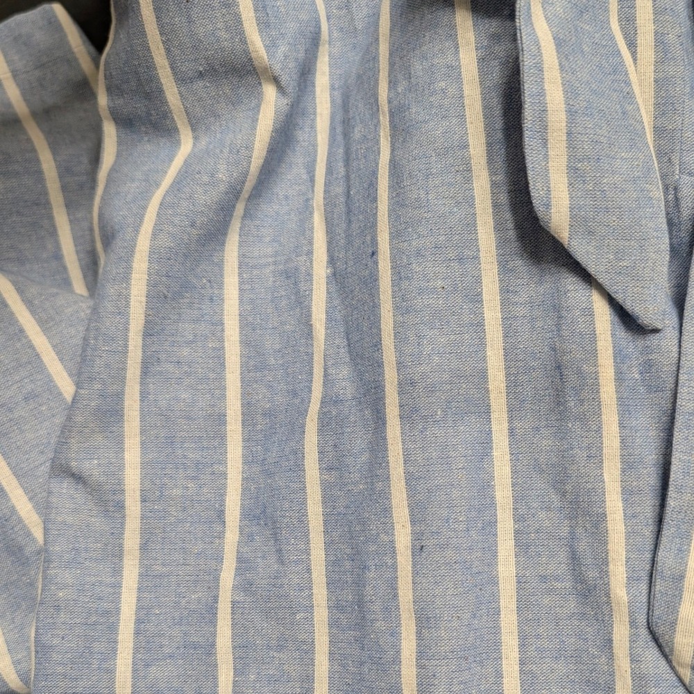 Lulus Sunny Day Classic Blue White Striped Strapless Jumpsuit Linen Blend Small - Picture 8 of 9